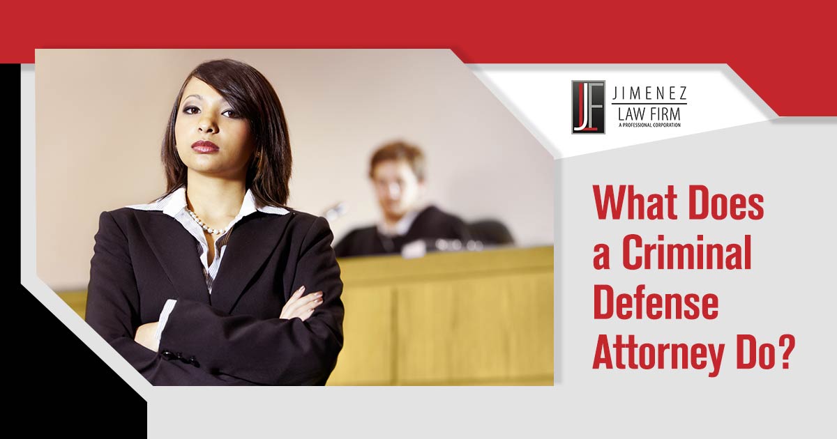 Image of Well-qualified defense attorney ready to win in court. Stern young advocate standing in the courtroom with her arms folded. The criminal justice system can be overwhelming and confusing, especially if you don't know where to start when it comes to finding legal representation. If you're facing criminal charges, you may want to know what a criminal defense attorney does and how they can help. The consequences of a criminal charge conviction can follow you for the rest of your life, from difficulties with employment to potential jail time. In order to protect yourself from these repercussions, it is essential to have an experienced attorney by your side who understands the law and is committed to advocating on your behalf. The Jimenez Law Firm specializes in criminal defense cases. With a team of experienced and dedicated attorneys, they provide the legal expertise and knowledge needed to fight for your rights in court. Get the advice and counsel you need by consulting.