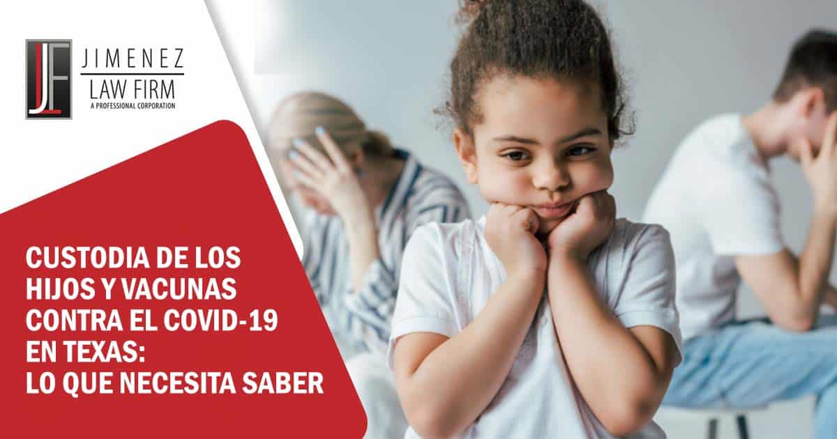 Custodia de los hijos y vacunas contra el COVID-19 en Texas Niño triste en un gráfico sobre custodia y vacunas contra el COVID-19